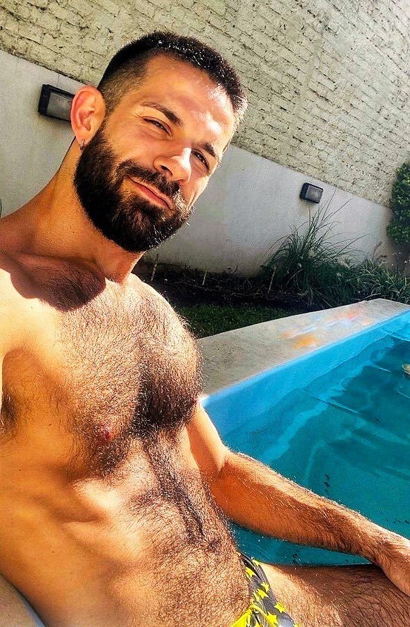 Album by DirtyDaddyFunStuff with the username @DirtyDaddyPorn, who is a verified user,  June 30, 2024 at 8:56 PM and the text says '#hairy #manly #muscles #butch #mustache #furry  #daddy'