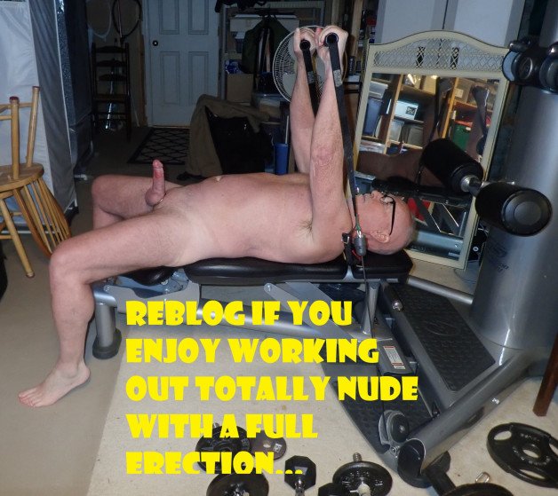 Photo by ExposedJacker2 with the username @ExposedJacker2, who is a verified user,  September 27, 2024 at 2:15 PM. The post is about the topic GayExTumblr and the text says 'Jerking off while working out in the nude.  One of my favorite was to masturbate..'