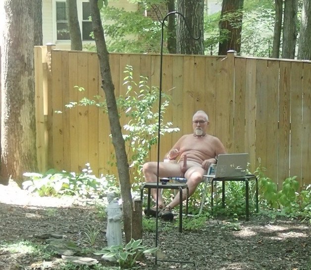 Photo by ExposedJacker2 with the username @ExposedJacker2, who is a verified user,  October 10, 2024 at 8:40 PM. The post is about the topic Outdoor dick and the text says 'Masturbating in the backyard in the middle of the day..'