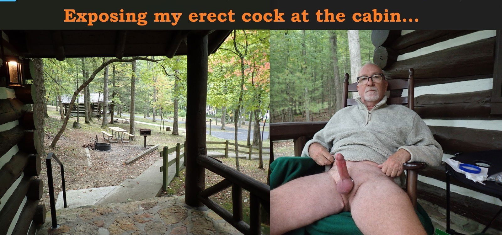 Album by ExposedJacker2 with the username @ExposedJacker2, who is a verified user,  October 13, 2024 at 7:45 PM. The post is about the topic Public & Outdoor Exhibitionism and the text says 'ourselves at the cabin in the middle of the day..'