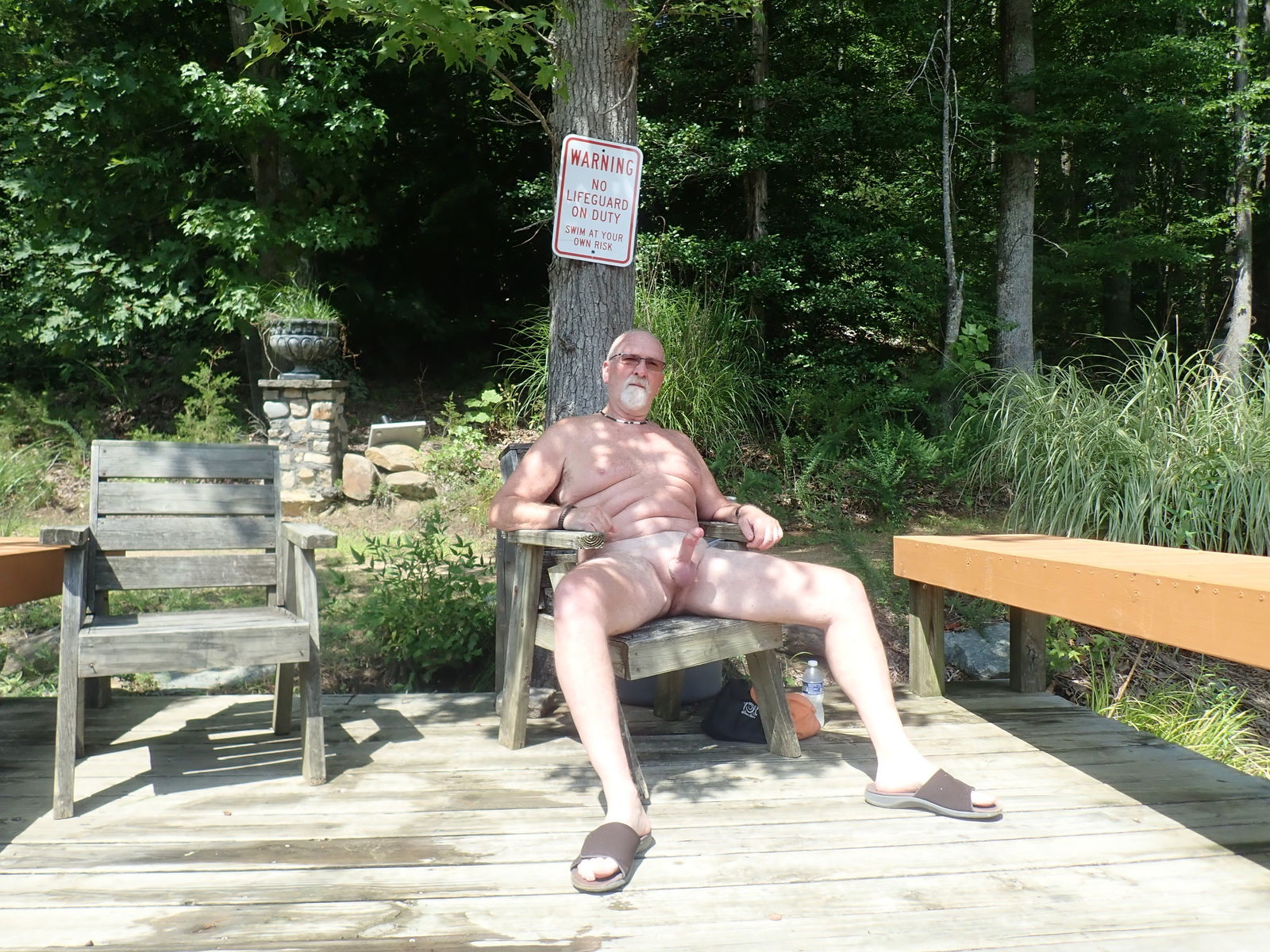 Photo by ExposedJacker2 with the username @ExposedJacker2, who is a verified user,  June 12, 2024 at 1:35 PM and the text says 'Places where I masturbate at the nudist campground'