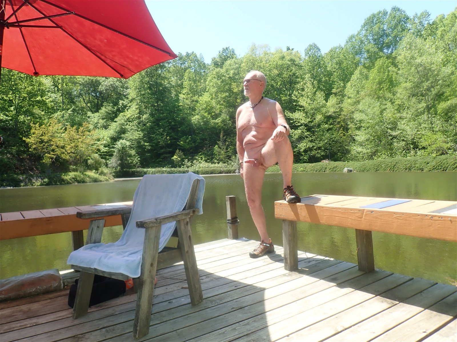 Photo by ExposedJacker2 with the username @ExposedJacker2, who is a verified user,  May 1, 2024 at 2:42 PM and the text says 'First day this year at theAdult Nudist Campground'