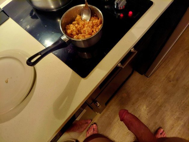 Photo by Justamonster89 with the username @Justamonster89, who is a verified user, posted on December 21, 2023. The post is about the topic MILF and the text says '#horney 
Gotta love cooking in your hotel ALONE'