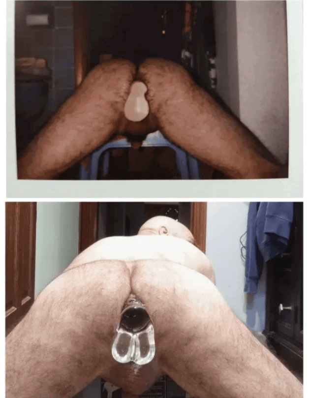 Photo by NakedBiguy with the username @NakedBiguy, who is a verified user,  September 24, 2024 at 9:08 AM. The post is about the topic Self anal and the text says 'Past and Present'