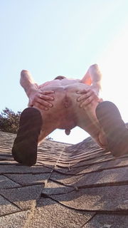 Photo by NakedBiguy with the username @NakedBiguy, who is a verified user,  August 9, 2024 at 1:27 PM. The post is about the topic Expose your hole and the text says 'up on the roof'