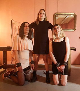 Photo by Mistress Henriette with the username @MistressHenriette, who is a verified user,  April 10, 2024 at 3:29 AM. The post is about the topic Sissy Cum Love and the text says 'This was a great Sissy KNAST! with my friends Domina Silvia (@domina_silvia) and Lady Margo (@DommeLadyMargo) and my two sweeties sissy Sarah and sissy Bécassine joined us too! #Sissytraining #FemdomBarcelona #dominatrixbarcelona #events..'