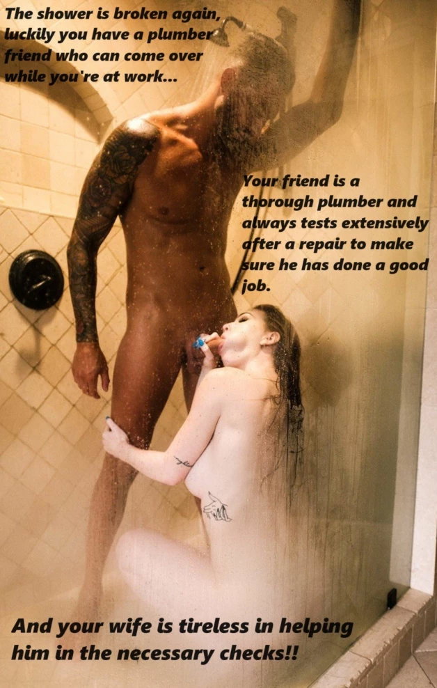 Photo by Lordofsin2 with the username @Lordofsin2, who is a verified user,  March 22, 2024 at 11:39 AM and the text says '#wife #shower #bitch #cuckold #slut'