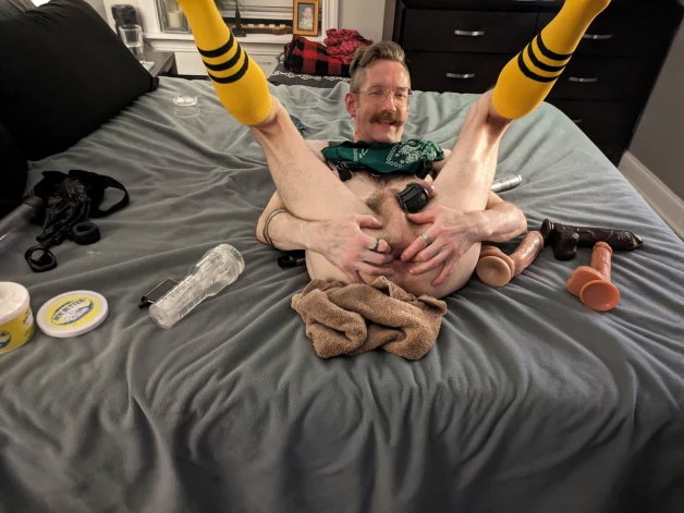 Photo by Daddy and his boy with the username @Webcrawlerguy, who is a verified user,  April 8, 2024 at 12:44 PM. The post is about the topic Gay Sluts and the text says 'My boy and his toys. 
Takes it like a man. @randyrion'