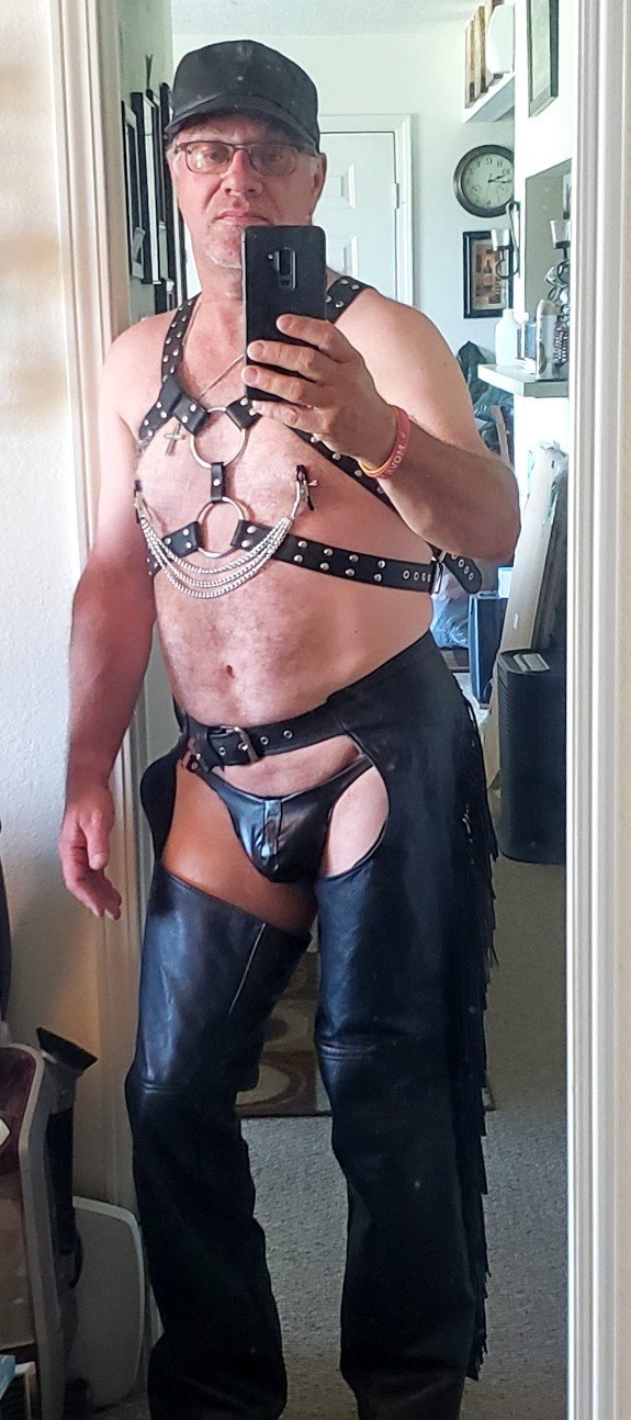 Album by BearCub & Redwolf with the username @BearCub36, who is a verified user,  April 6, 2024 at 7:52 PM. The post is about the topic Gay Porn and the text says 'Redwolf in leather...
#gay #bearcub36 #redwolf #leather #chaps #vest'