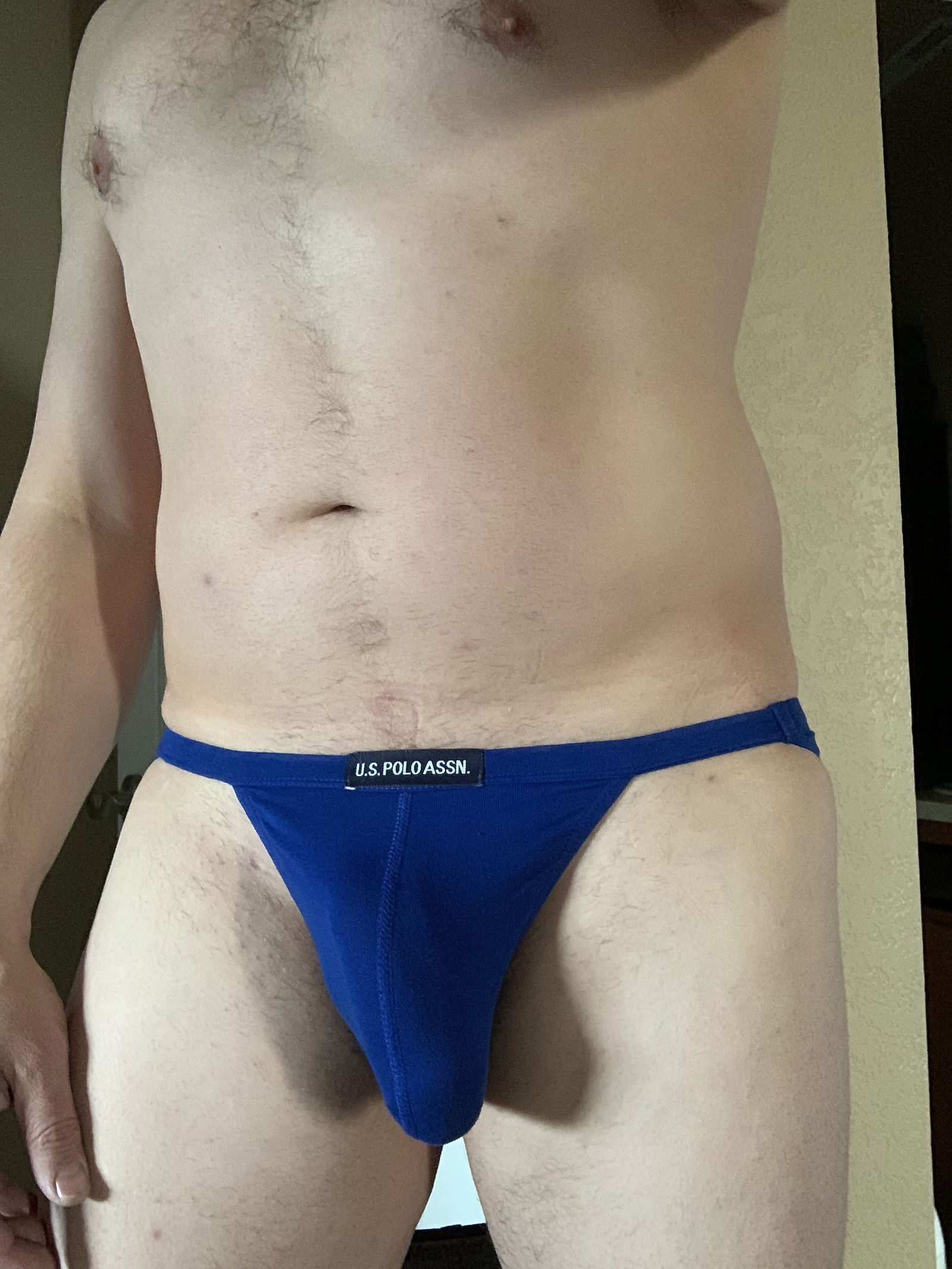 Album by Dick.Sanchez with the username @Dick.Sanchez, who is a verified user,  October 23, 2024 at 6:20 PM. The post is about the topic Bikini Briefs and the text says 'like the blue'