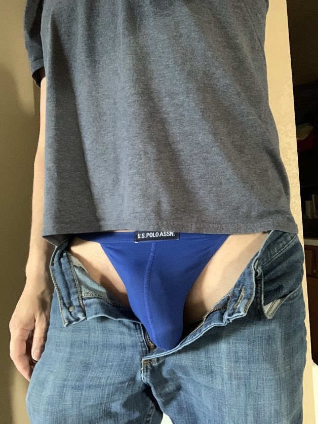 Album by Dick.Sanchez with the username @Dick.Sanchez, who is a verified user,  October 26, 2024 at 4:29 AM. The post is about the topic Bikini Briefs and the text says 'like the blue'