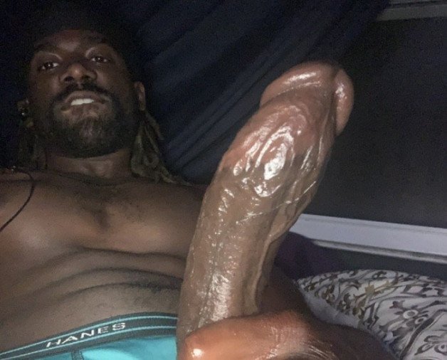 Photo by KingBull420 with the username @KingBull420, who is a verified user,  May 8, 2024 at 1:37 AM. The post is about the topic Big Black Cock and the text says 'whats your favorite part about my black cock? 😈'