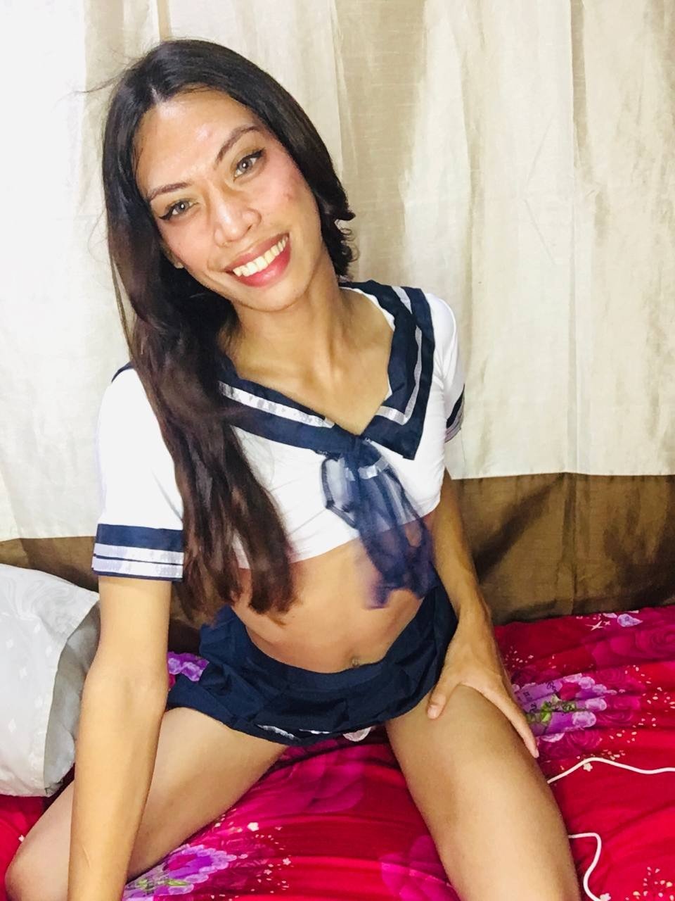 Photo by SissySara69 with the username @SissySara69, who is a verified user,  April 6, 2024 at 5:20 AM. The post is about the topic Filipino Ladyboys and the text says 'naughty little schoolgirl hehehehe'