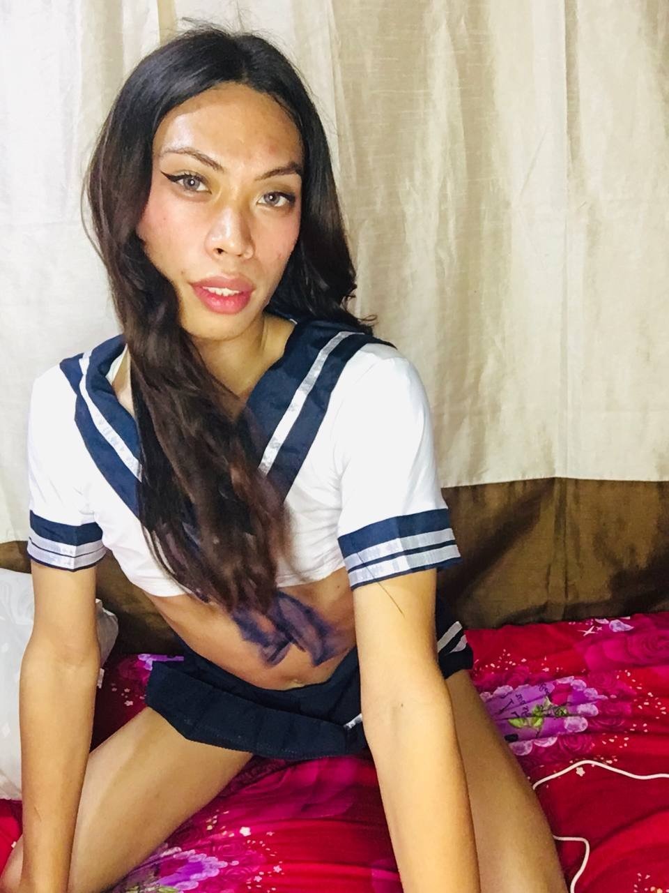 Album by SissySara69 with the username @SissySara69, who is a verified user,  April 6, 2024 at 5:28 AM. The post is about the topic Trans and the text says 'Look daddy, im a naughty schoolgirl!'