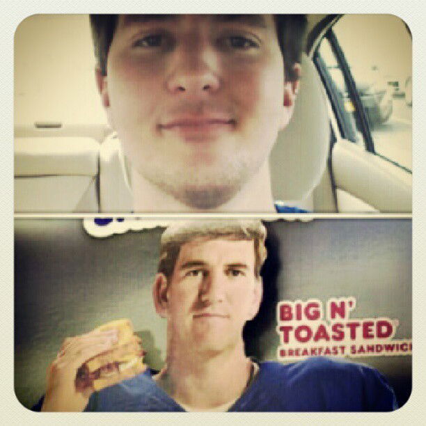Photo by Nutterbutter with the username @NuttsNButts,  November 15, 2012 at 11:51 PM and the text says '@seanytatum21 #Eli#Manning yeah totally I&rsquo;m loving it. :) my ham'
