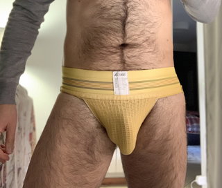 Photo by Acer2212 with the username @acer2212, who is a verified user,  July 2, 2024 at 7:48 AM. The post is about the topic Guys in Jockstraps and the text says 'Yellow'