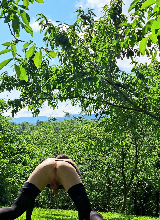 Photo by Kikimora with the username @Kikimora, who is a verified user,  May 24, 2024 at 11:22 AM and the text says 'It's time for some nature yoga...
👉👉👉🫦😘😘'