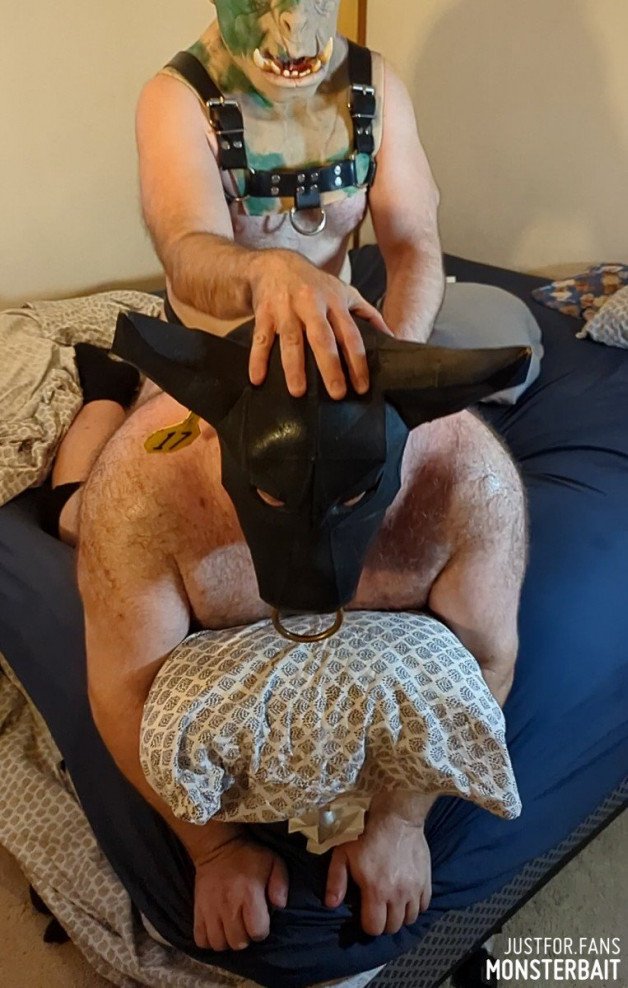 Photo by Monsterbait with the username @Monsterbait, who is a star user,  September 17, 2024 at 1:46 PM. The post is about the topic GayExTumblr and the text says 'Orc x Bull Breeding
Video live now on JFF
https://justfor.fans/Monsterbait
Or now on Telegram:
https://t.me/MonsterbaitMemberBot'