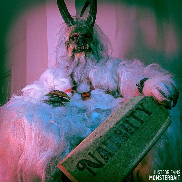 Photo by Monsterbait with the username @Monsterbait, who is a star user,  November 8, 2024 at 6:46 PM. The post is about the topic GayExTumblr and the text says 'Krampus sits expectant. 
Tis' the season you naughty humans.
👹🏏❄️'