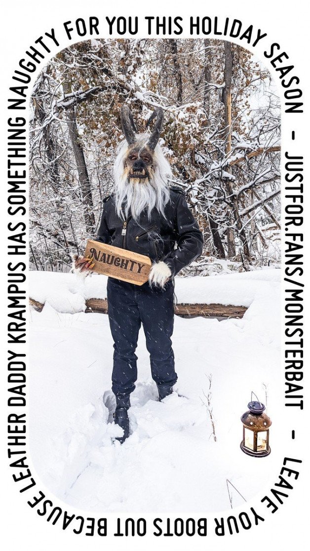 Photo by Monsterbait with the username @Monsterbait, who is a star user,  November 16, 2024 at 3:22 PM. The post is about the topic DemonSex and the text says 'It's Krampus season. It's said if you leave your boots outside your door, Krampus may leave a gift. The gift depends on how good you've been'