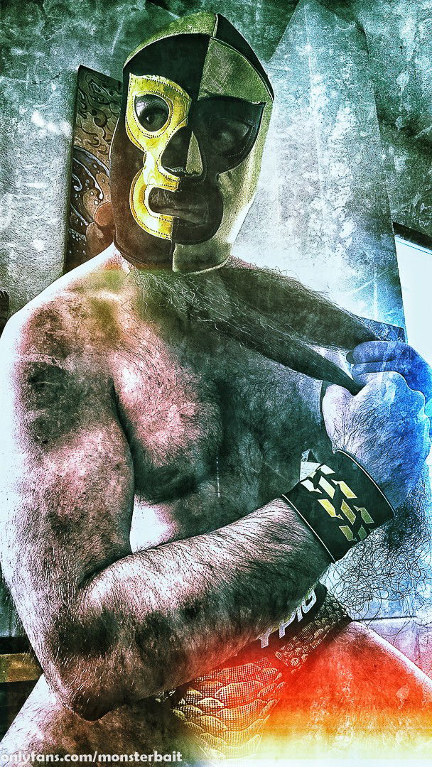 Album by Monsterbait with the username @Monsterbait, who is a star user,  March 24, 2020 at 4:12 PM. The post is about the topic Masks and the text says 'Lucha Monsterbait
Unfiltered photos up at: 
https://onlyfans.com/monsterbait

#maskedmen #fetish #luchadore #gayporn #maskporn #mask'