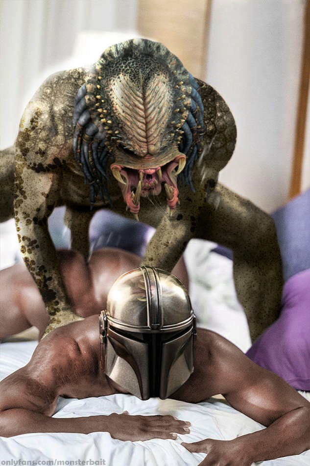 Photo by Monsterbait with the username @Monsterbait, who is a star user,  July 3, 2020 at 3:22 PM. The post is about the topic GayMonsters and the text says 'Predator didn't travel halfway across the galaxy for tea & cookies.
He won 1st rights to Mando's ass and he's going to destroy it!
🚀
Then eat his cookies. Loser gets sloppy seconds.

Thanks everyone that voted! You can see the Klatooinian get..'