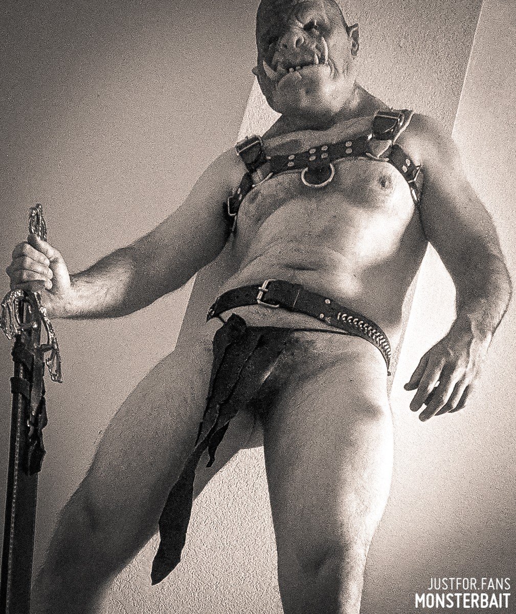 Album by Monsterbait with the username @Monsterbait, who is a star user,  March 28, 2022 at 4:26 PM. The post is about the topic GayExTumblr and the text says 'Orc me daddy! 
More shots up for subscribers! 

#orc #ogre #monster #ork #mask #men #male #gay #man #pinup #leather #kink #fetish #cosplay #warrior #barbarian'