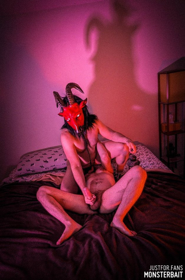 Photo by Monsterbait with the username @Monsterbait, who is a star user, posted on February 23, 2024. The post is about the topic GayExTumblr and the text says 'Dark demonic rituals like ass eating can open a monster up for other delicious activities. Lets summon and fuck some gay demons!'