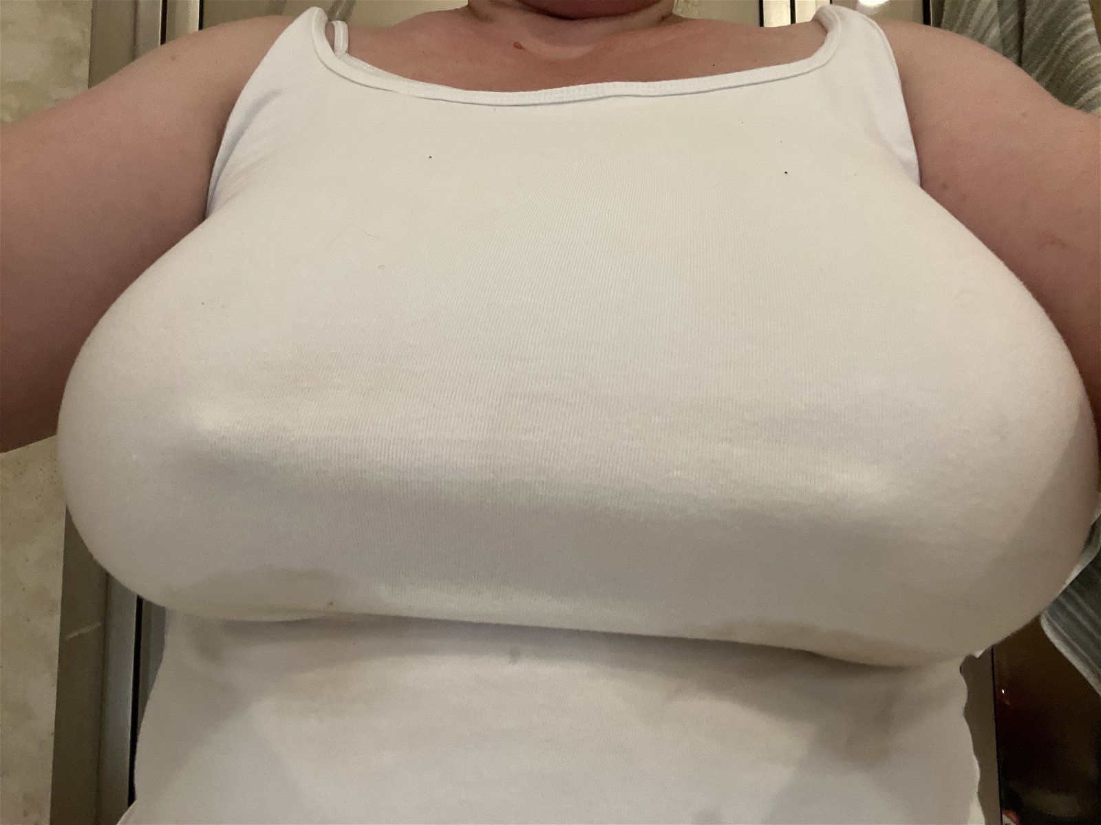 Photo by Foxywifey1975 with the username @Foxywifey1975, who is a verified user,  March 30, 2024 at 10:22 PM. The post is about the topic Big Natural Boobs and the text says 'Sorry I haven't posted yet today. Hubby and I have been doing some spring cleaning since we got up this morning. I was planting some new roses so been working in the yard all day. Hope you like sweaty boobs'