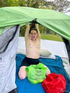 Photo by NickJamesThe2ofAkind with the username @NickJamesThe2ofAkind, who is a verified user,  November 11, 2024 at 1:54 PM. The post is about the topic Public  Flashing and the text says 'love camping!'