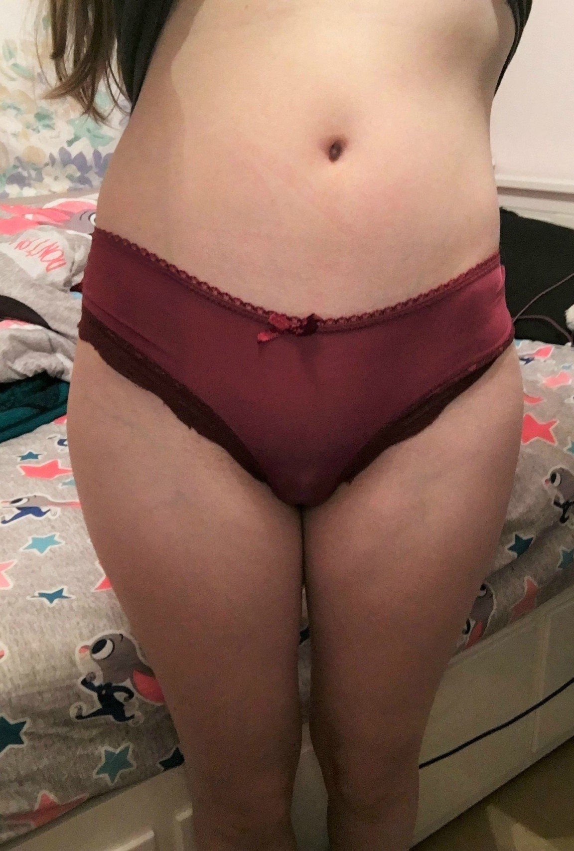 Photo by coffeecalico with the username @coffeecalico, who is a verified user,  April 7, 2024 at 4:38 PM and the text says 'Some pretty burgundy panties on my Sunday-funday'