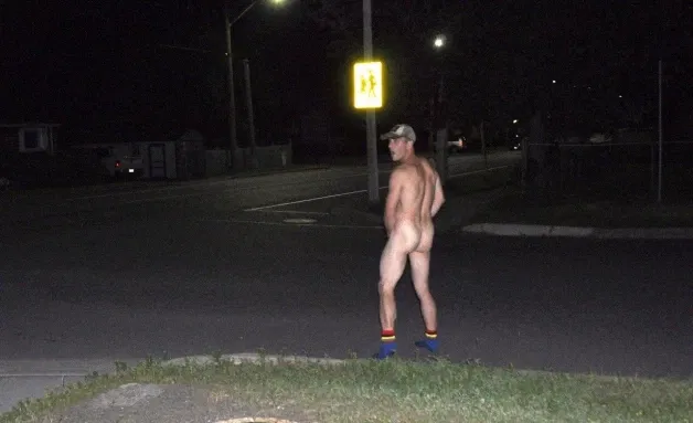 Photo by SilentGBL with the username @SilentGBL, who is a verified user,  April 4, 2024 at 5:29 AM. The post is about the topic Gay Exhibitionists and the text says 'There's a horny, naked perv 'skulking' around the neighborhood!'