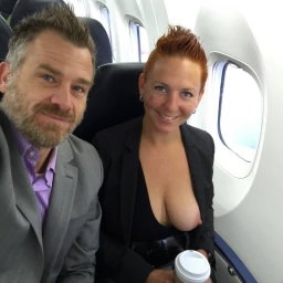 Shared Photo by DoniSimms with the username @DoniSimms, who is a verified user,  April 12, 2024 at 5:06 AM. The post is about the topic Cheating and the text says 'He sent a picture to his wife of him and his secretary on the flight out to the conference. His phone would be off for the next week, while she wondered what he was doing'