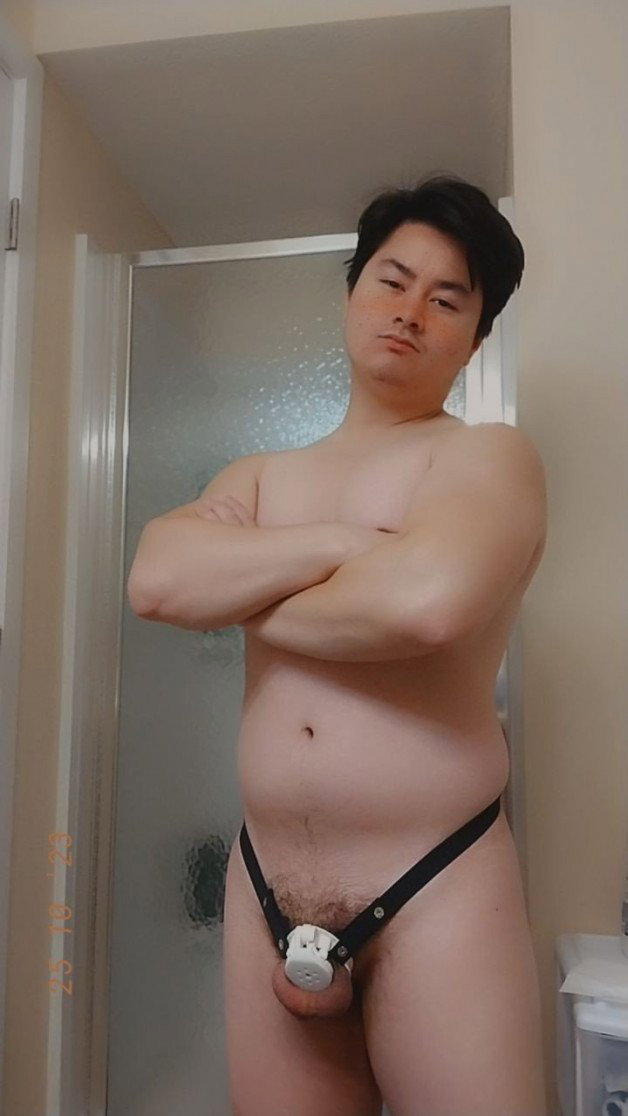 Photo by bvlsph with the username @bvlsph, who is a verified user,  June 29, 2024 at 3:21 PM. The post is about the topic SPH Small Penis Humiliation and the text says 'Is anyone gonna match my freak? Tiny and nude! #sph  #nude #asian #male #amateur #funny #chastity'