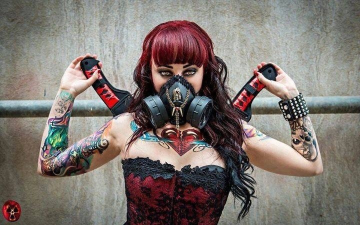 Photo by ForLadyLovers with the username @ForLadyLovers,  July 10, 2013 at 1:47 PM and the text says '#Tattoo  #Girls  #Tattoo  #Art  #Erotic  #Art  #Swords  #Masks'