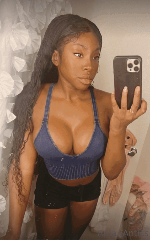 Photo by Amari #1 NAUGHTY ANGEL with the username @amariantics, who is a star user,  June 26, 2024 at 3:00 PM. The post is about the topic Ebony and the text says 'Tell me something naughty in the comments... 😘'
