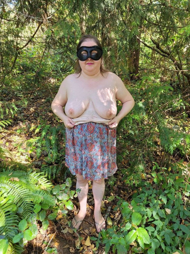 Photo by Humiliation Pig Slut with the username @HumiliationPigslut, who is a verified user,  June 2, 2024 at 12:39 AM and the text says 'Flashing my tits on a warm summer day outside'