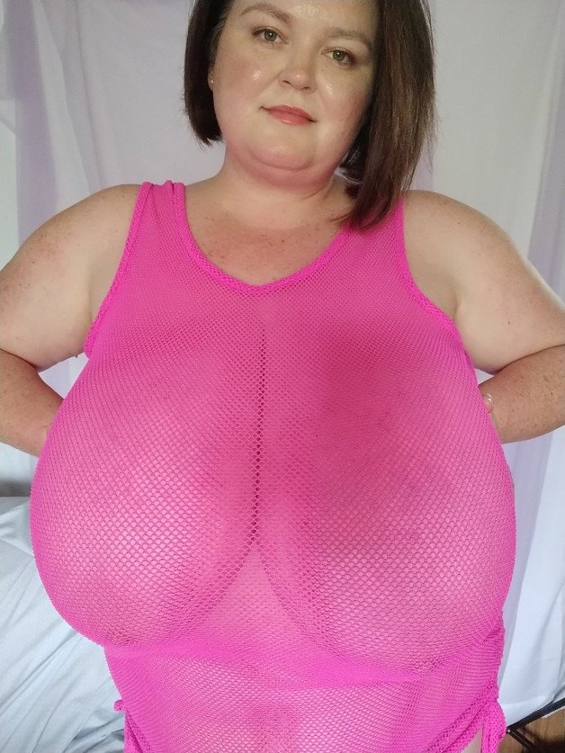 Photo by plumjewels with the username @plumjewels, who is a star user,  June 1, 2024 at 1:27 AM. The post is about the topic big tits and the text says 'Huge tits in pink mesh'