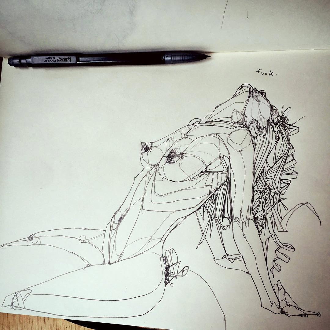 Photo by OneLibertine with the username @OneLibertine,  August 6, 2015 at 6:11 PM and the text says 'blackmarketarts:

Monday. #fuck #breakfastSketch #scrabbleScribble'