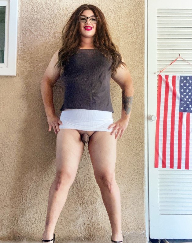 Photo by TsVictoriaJorgenson with the username @TsVictoriaJorgenson, who is a verified user,  July 5, 2024 at 4:19 PM. The post is about the topic Crossdresser Victoria Jorgenson and the text says 'enjoying the 4th with the freedom to dress like a slut'