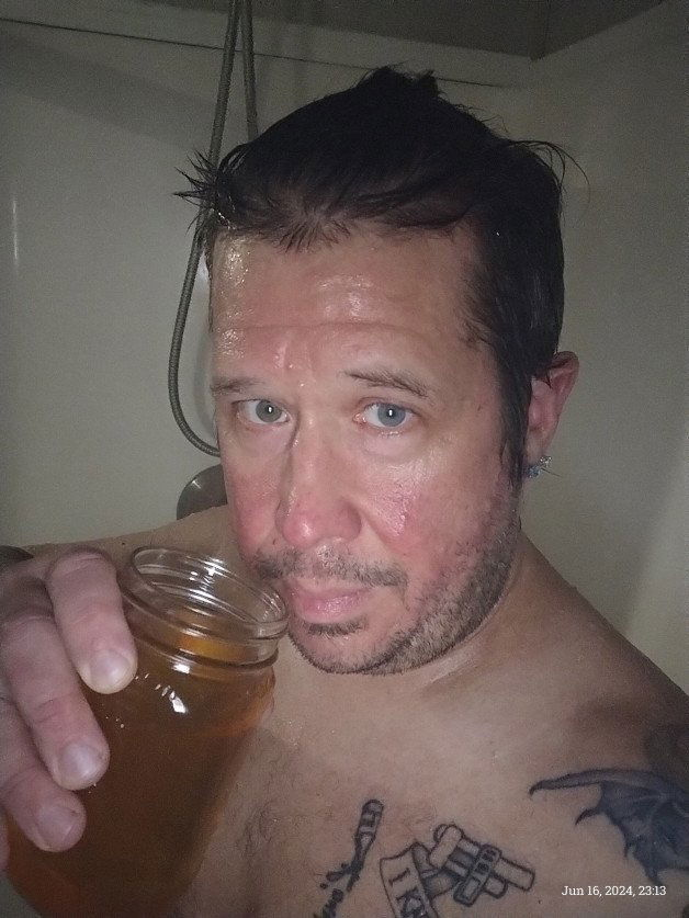 Photo by TheJTLovecraft with the username @TheJTLovecraft, who is a verified user,  June 17, 2024 at 4:09 AM and the text says 'We had a brutal weekend at work. Having a Grapefruit Gose for my shower beer. Crisp, tart, refreshing. #shower #eyes'