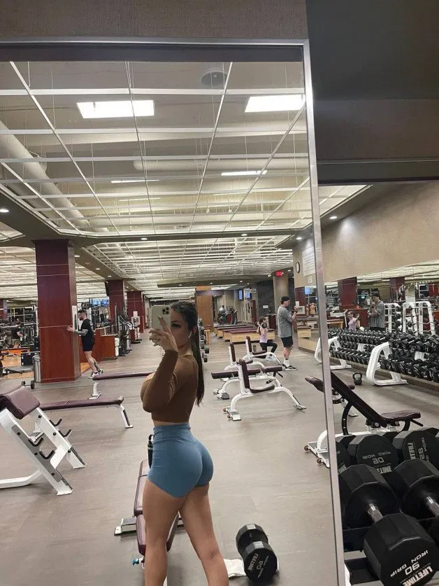 Photo by Maddie Gech with the username @maddiegechas, who is a star user,  June 27, 2024 at 1:22 PM. The post is about the topic GYM SLUTS and the text says 'that ass needs some workout'