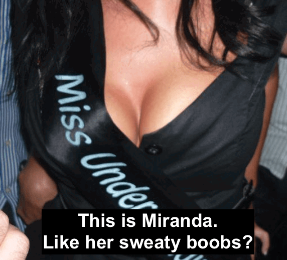 Photo by totaldirtypurv with the username @totaldirtypurv, who is a verified user,  June 19, 2024 at 9:34 PM. The post is about the topic big tits and the text says 'I bet they are so sweaty underneath Miranda you filthy slut'