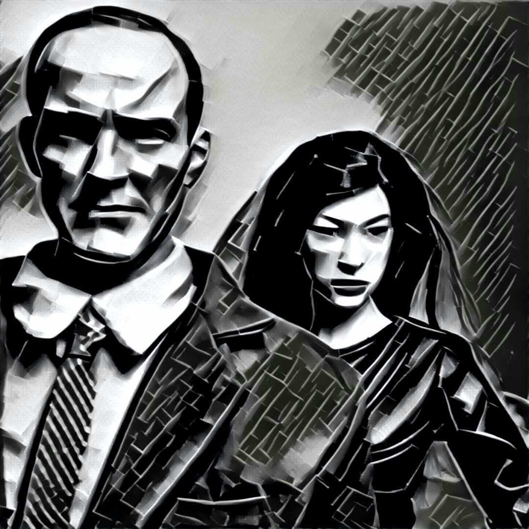 Photo by leviathan0999 with the username @leviathan0999,  August 20, 2016 at 8:31 AM and the text says 'I ran an old picture of my 12&quot; Coulson &amp; May figures through a smartphone app called Prisma. Modern pop art ensued. #marvel's  #agents  #of  #shield  #philinda  #prisma  #instant  #art  #that  #was  #easy  #knock-off  #Clark  #Gregg  #head..'