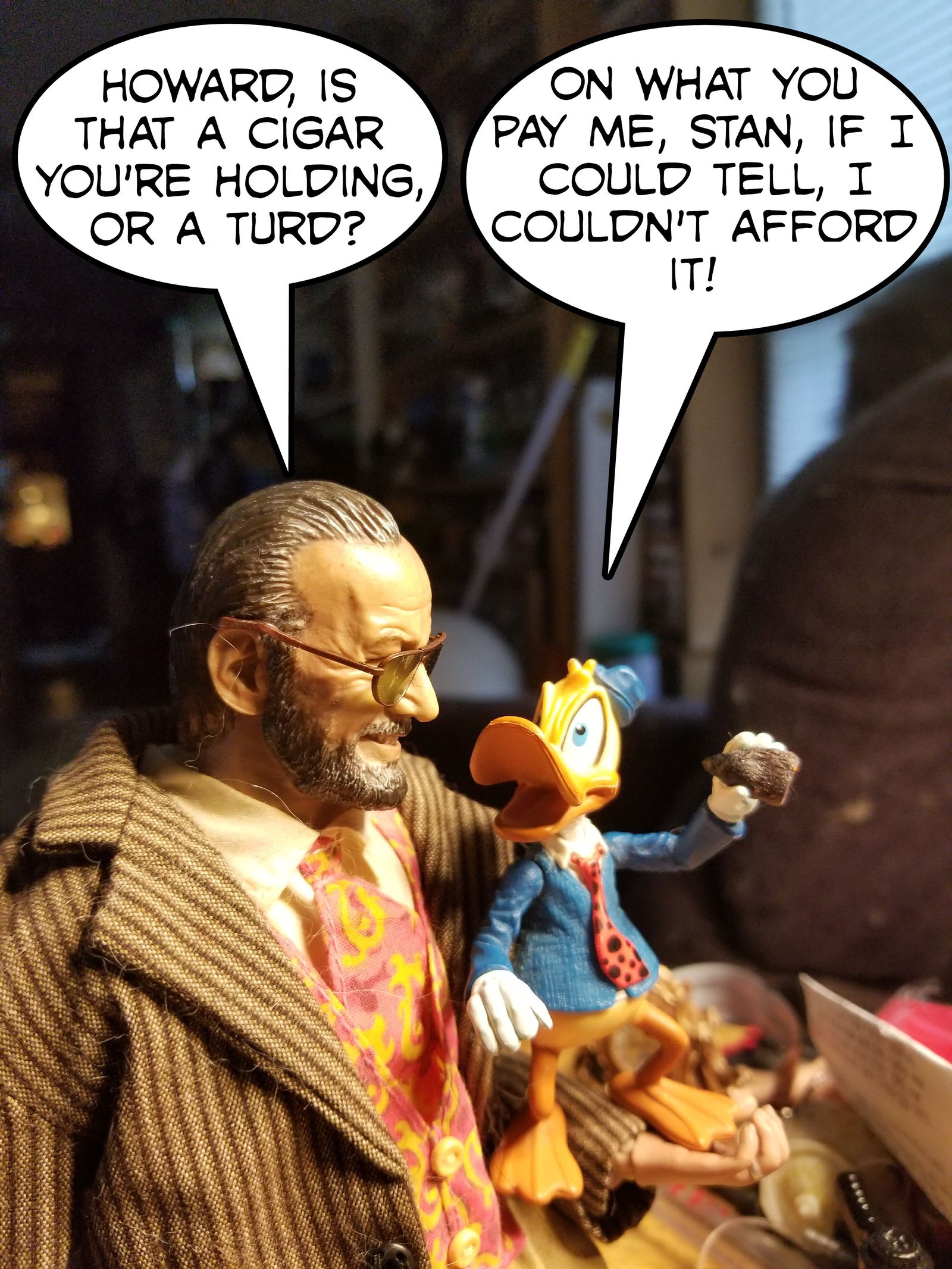 Photo by leviathan0999 with the username @leviathan0999,  September 26, 2017 at 8:08 PM and the text says '#howard  #the  #duck  #stan  #lee  #action  #figures  #snark'