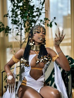 Photo by Petite Ebony Naomi with the username @ebonynaomii, who is a star user,  October 27, 2024 at 7:59 PM. The post is about the topic Black Beauties and the text says 'Do you want to be a Cleopatra's subject?'