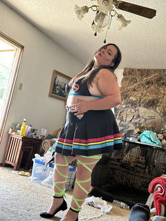 Album by valroxy99 with the username @valroxy99, who is a verified user,  July 10, 2024 at 11:14 PM. The post is about the topic Sexy Lingerie and the text says 'pretty in 💕💕💕🥰🥰🥰 love to pose and show what is underneath ;) #bbw #sexyoutfits #braandpanties #miniskirt #bigtits #lovepride #bisexual'