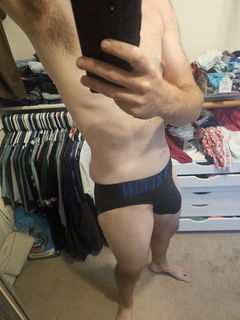 Album by UnderwearBoy with the username @Codylamar19, who is a verified user,  August 6, 2024 at 12:02 PM. The post is about the topic Gay Boxers and Briefs and the text says 'good morning from me and my Calvin&#039;s and my little bulge!!!!'