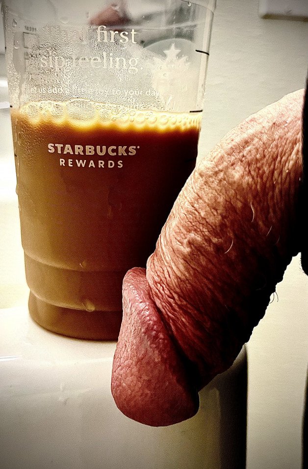 Photo by Kontol2 with the username @Kontol2, who is a verified user,  August 28, 2024 at 9:34 PM. The post is about the topic Fun and funny and the text says 'That first sip feeling . . . of #cum? 😵‍💫
#cock #coffee'