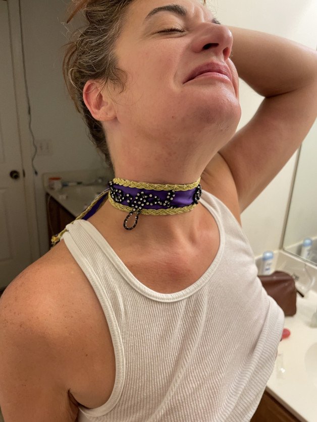 Album by SIRnSlut with the username @SIRnSlut, who is a verified user,  August 6, 2024 at 2:40 PM. The post is about the topic Homemade and the text says 'A #homemade #collar for my #gorgeous #curvy #slut, i like to watch her #throat #bulge as I push my way in 😈
It needs fitting and a clasp but i believe it turned out well, stay tuned for a more put together glimpse and more in the future, if you like, i..'